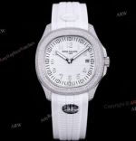 SF Factory Replica Patek Philippe Aquanaut Diamond White Rubber Strap 40mm Watch 
